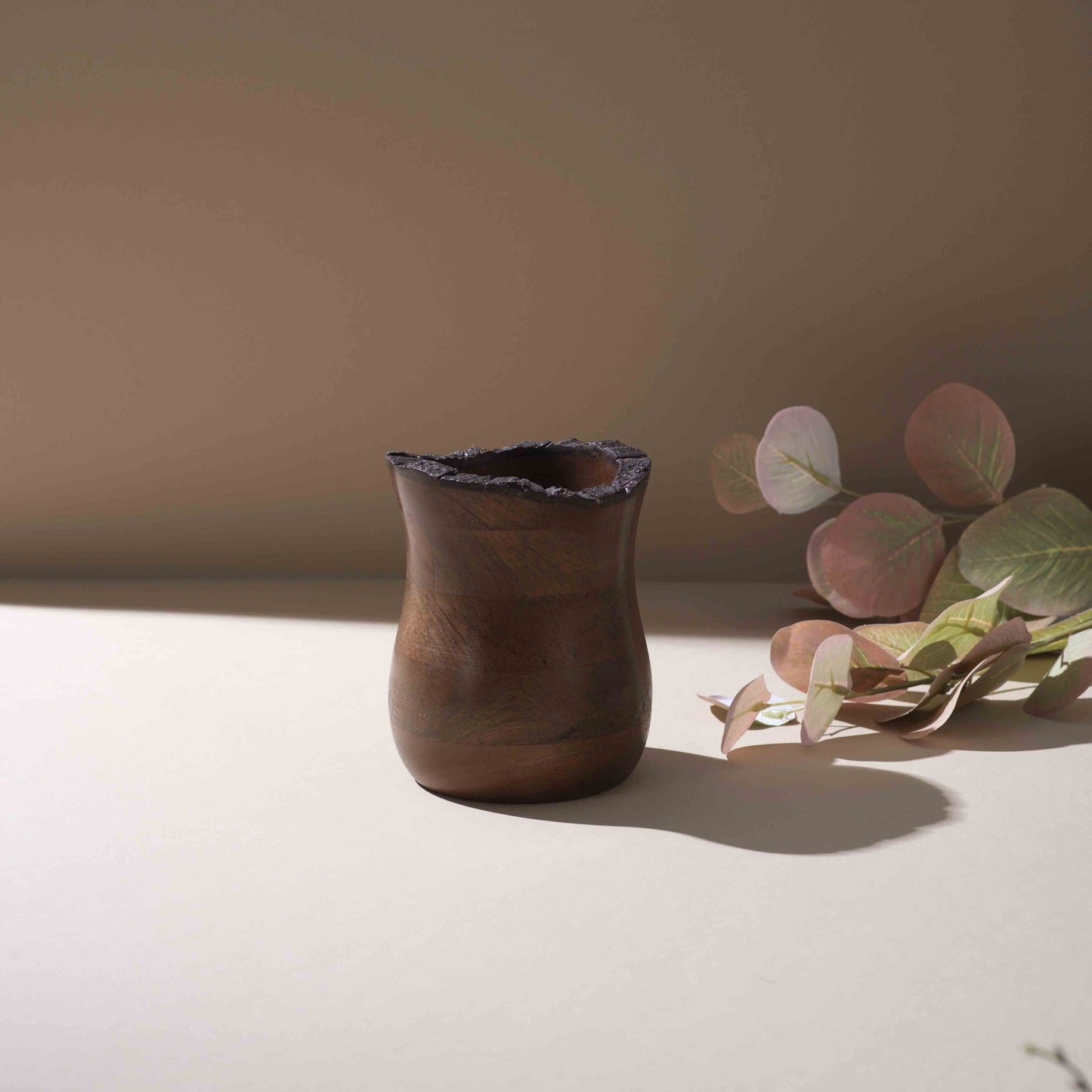 Artisan Wood Spoon Stand with Natural Edge