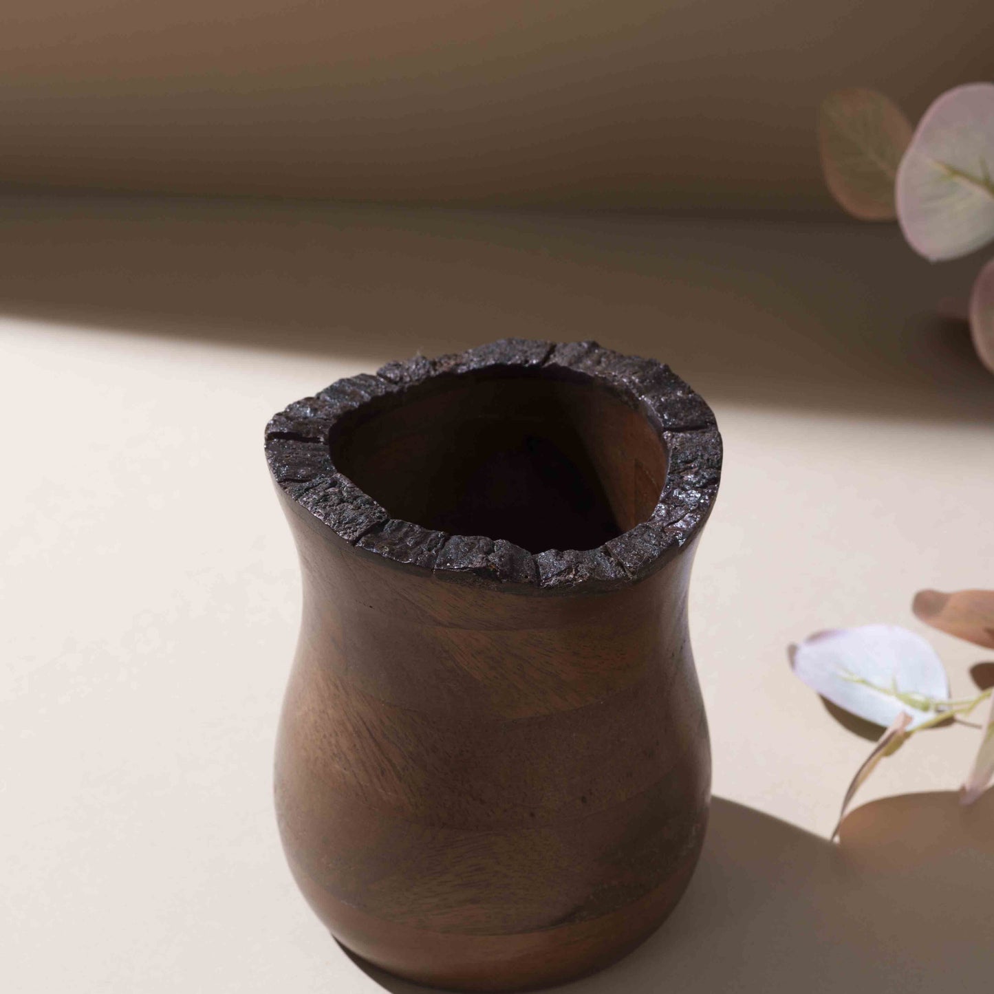 Artisan Wood Spoon Stand with Natural Edge