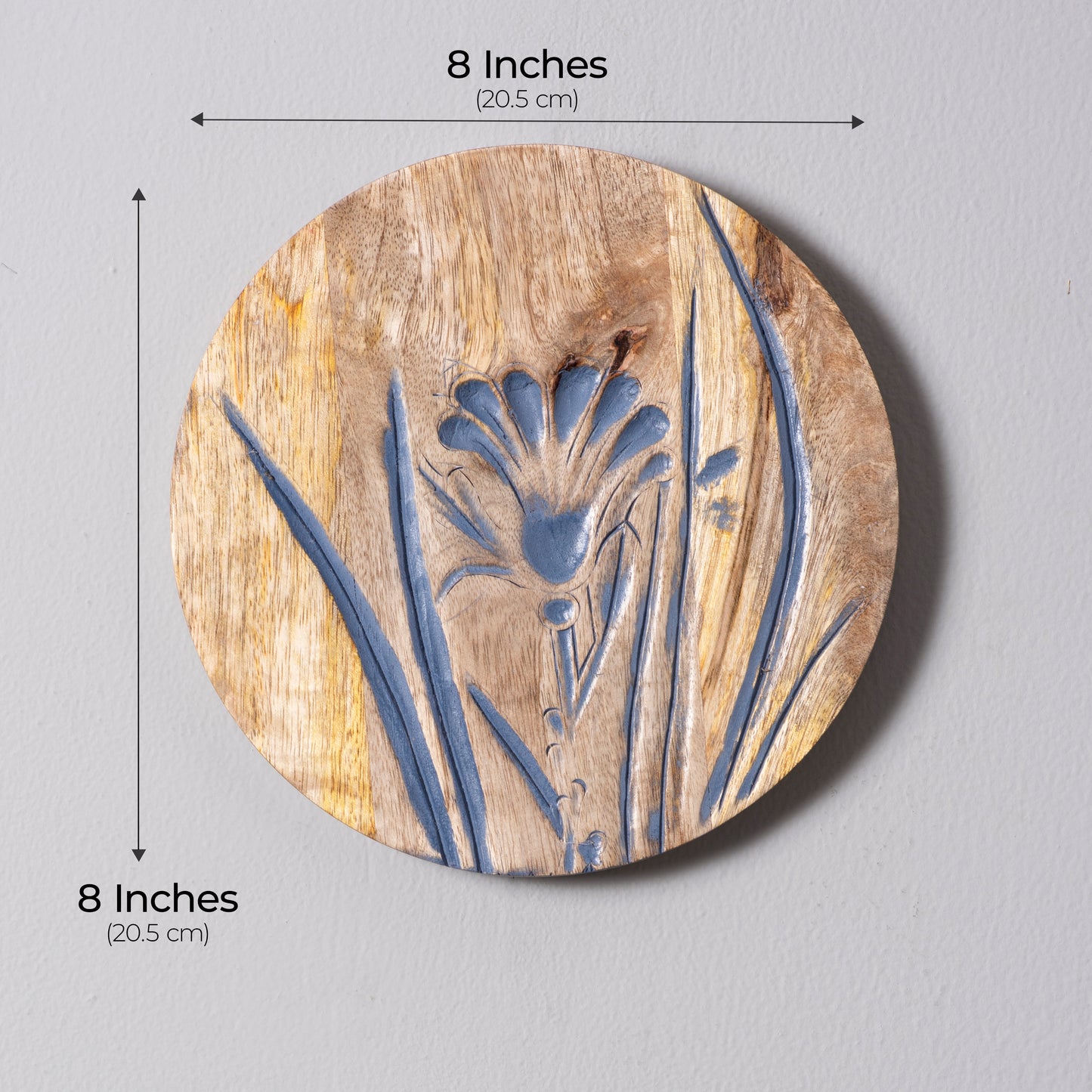 Blue Flora – Handcrafted Round Wall Plate