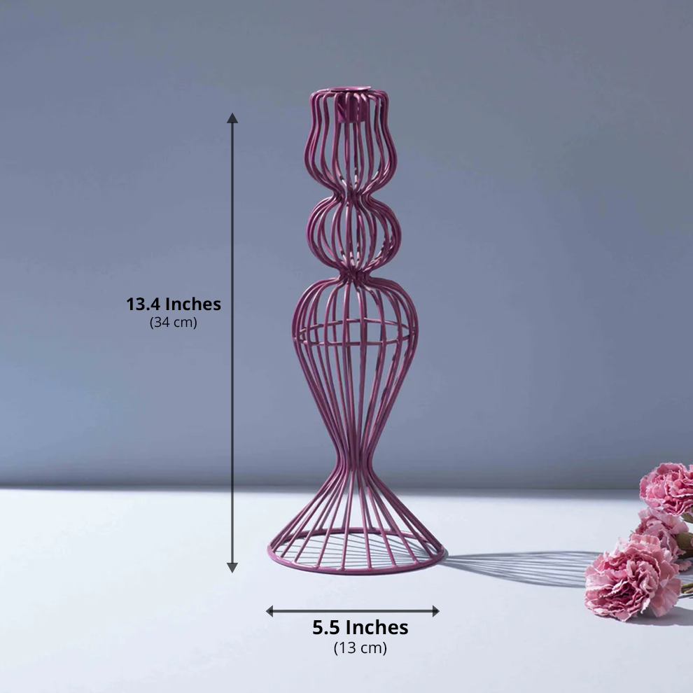 Heather-Toned Iron Wire Candle Holder