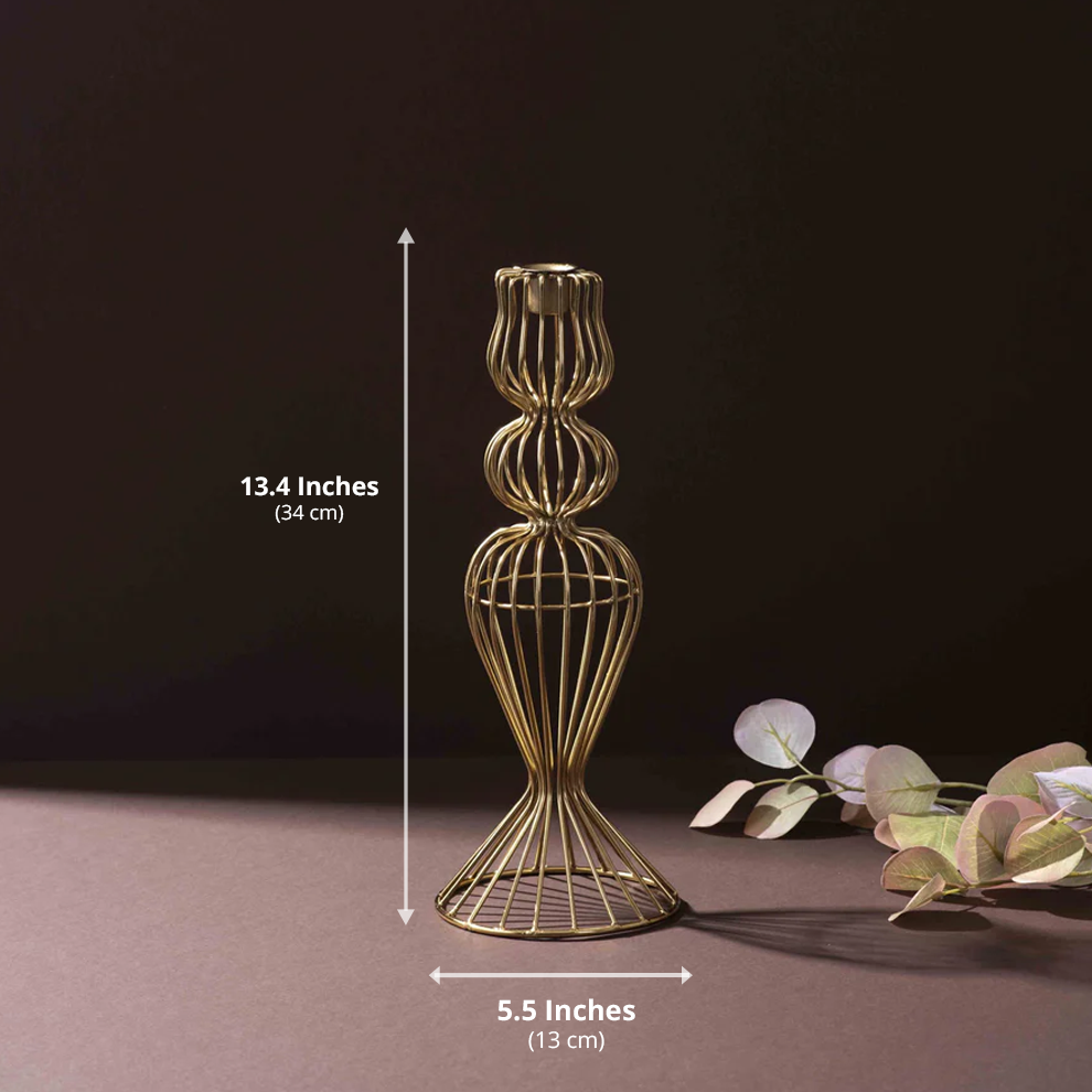 Gold Iron Wire Candle Holder