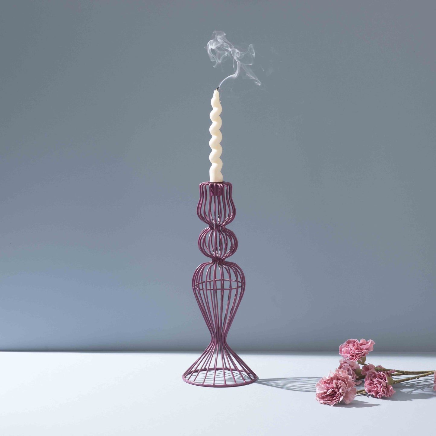 Heather-Toned Iron Wire Candle Holder