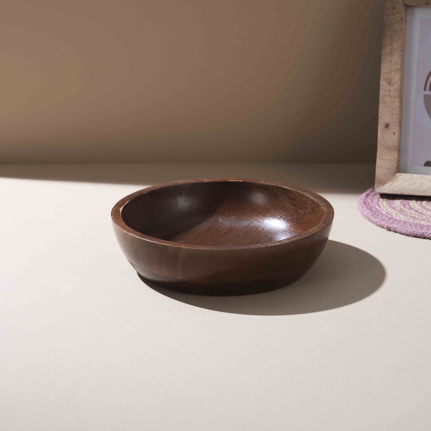 Espresso-Toned Handcrafted Wooden Bowl