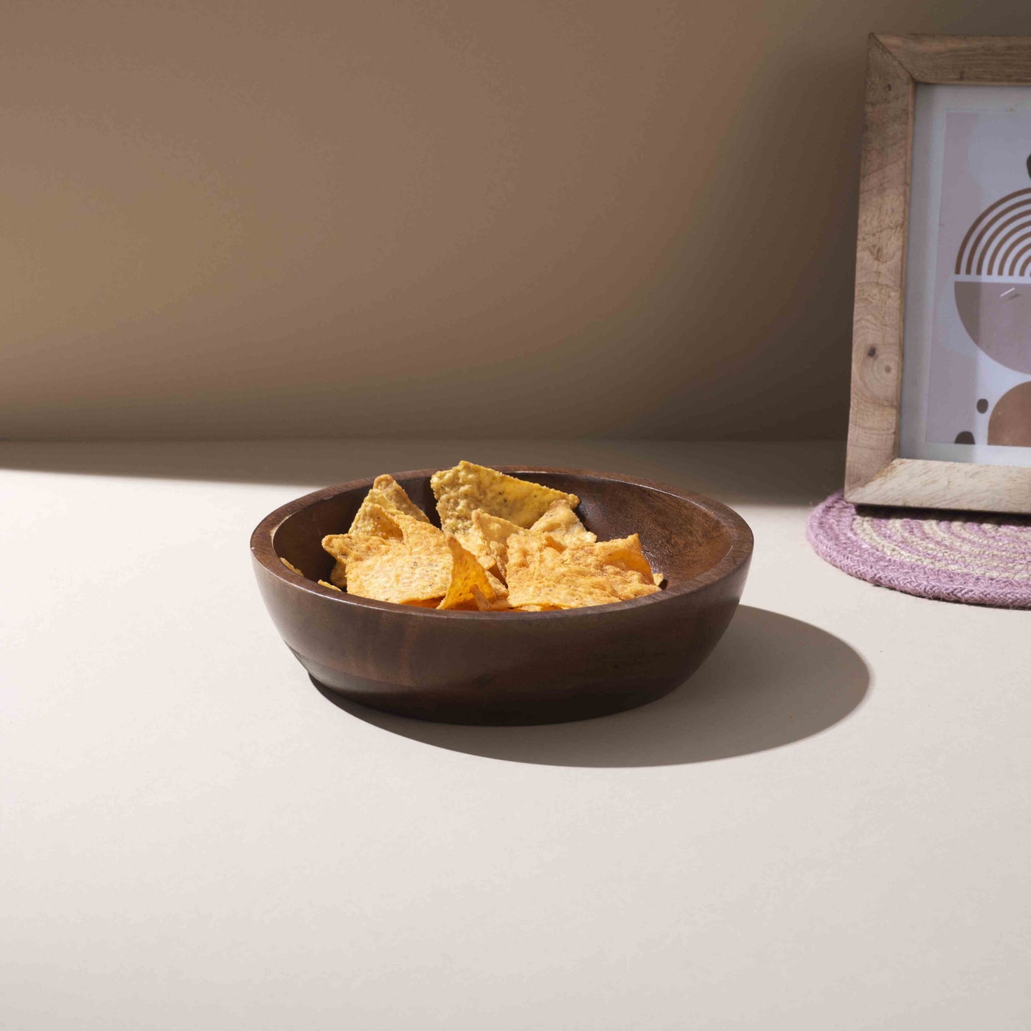 Espresso-Toned Handcrafted Wooden Bowl