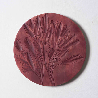 Crimson Petals – Luxury Floral Carved Round Wall Plate