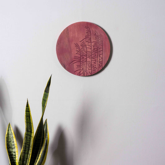 Crimson Blossom – Handcrafted Round Wall Plate