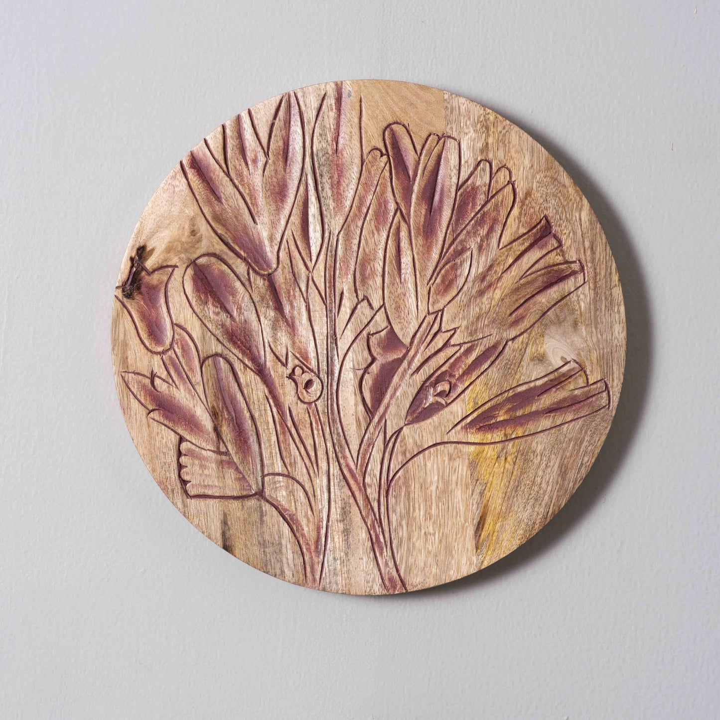 Vibrant Flora – Luxury Floral Carved Round Wall Plate