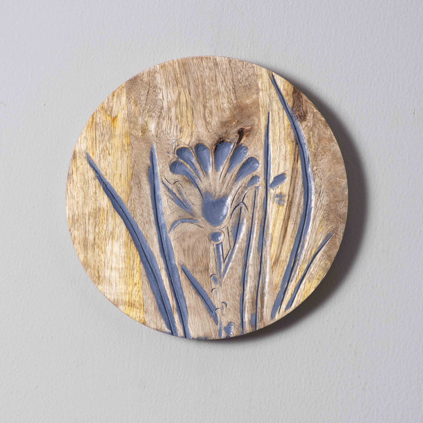 Blue Flora – Handcrafted Round Wall Plate