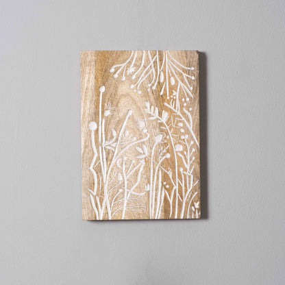 Nature's Whisper – Handcrafted Stem and Leaf Carved Wall Plate