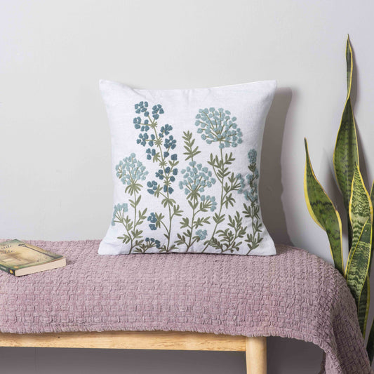 Azure Bloom Pillow Cover