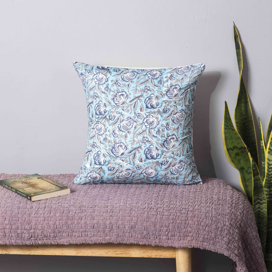 Azure Blossom Pillow Cover