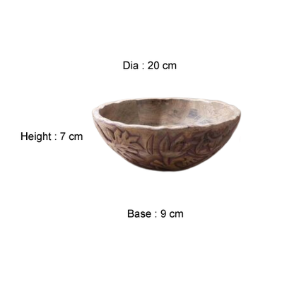 Ornate Wooden Bowl with Handcrafted Detailing