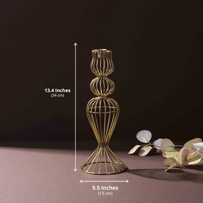 Gold Iron Wire Candle Holder